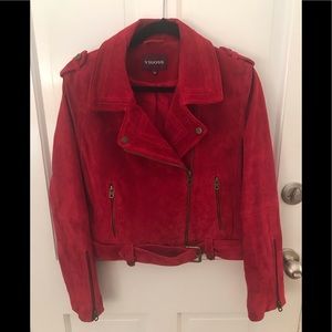 NWOTGenuine suede leather jacket cranberry Large